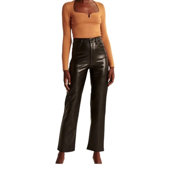 Abercrombie & Fitch Vegan Leather Ankle Straight Curve Love - Picture 1 of 10